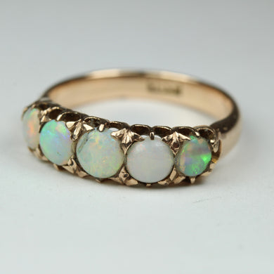 Victorian 18ct Yellow Gold Five Cabochon Opal Ring