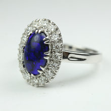 Lightning Ridge Solid Black Opal and Diamond Ring