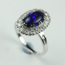 Lightning Ridge Solid Black Opal and Diamond Ring