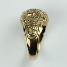 Vintage 9ct Yellow Gold Solid Black Opal Seahorse Signet Ring