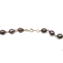 Sterling Silver Black Tahitian Pearl Wire Beaded Necklace