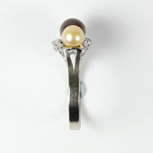 Vintage Trilogy 14ct White Gold Black Tahitian and Cultured Pearl Ring