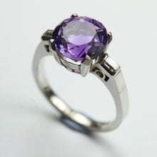 18ct White Gold Amethyst and Diamond Ring