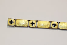 Vintage Scandinavian Sterling Silver Buttercup Yellow Enamel Bracelet