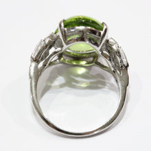 9ct White Gold 10.12ct Cabochon Peridot and Diamond Cocktail Ring
