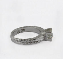 18ct White Gold Engraved Diamond Engagement Ring