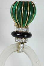 Malachite, Onyx, Diamond and Rock Crystal Clip On Earrings