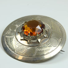 Sterling Silver Hand Carved Citrine Brooch