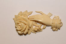 Victorian Carved Ivory Hand with Rose Pendant