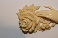 Victorian Carved Ivory Hand with Rose Pendant