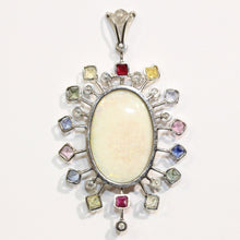 Solid Opal, Assorted Sapphires and Diamond Pendant