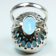 9ct White Gold 36.77ct Swiss Blue Topaz Cocktail Ring.