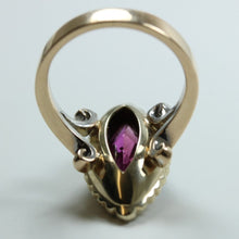 9ct Yellow Gold Synthetic Pink Sapphire and Yellow Diamond Cocktail Ring