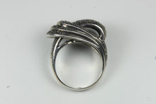 Sterling Silver Wave Design Marcasite Ring