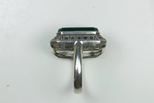 Sterling Silver Rectangular Green Onyx Marcasite Ring