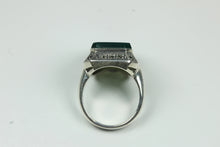 Sterling Silver Rectangular Green Onyx Marcasite Ring