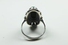 Sterling Silver Oval Malachite and Marcasite Ring