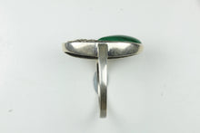 Sterling Silver Malachite and Marcasite Ring