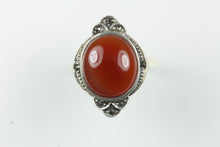 Sterling Silver Round Carnelian Marcasite Ring
