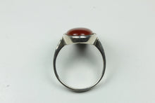 Sterling Silver Oval Carnelian and Marcasite Ring