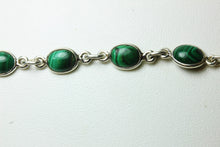 Natural Cut Malachite and Sterling Silver Bracelet