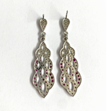 18ct White Gold Pink Sapphire Hanging Stud Earrings