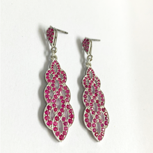 18ct White Gold Pink Sapphire Hanging Stud Earrings