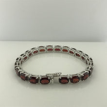 Sterling Silver Oval Garnet Bracelet