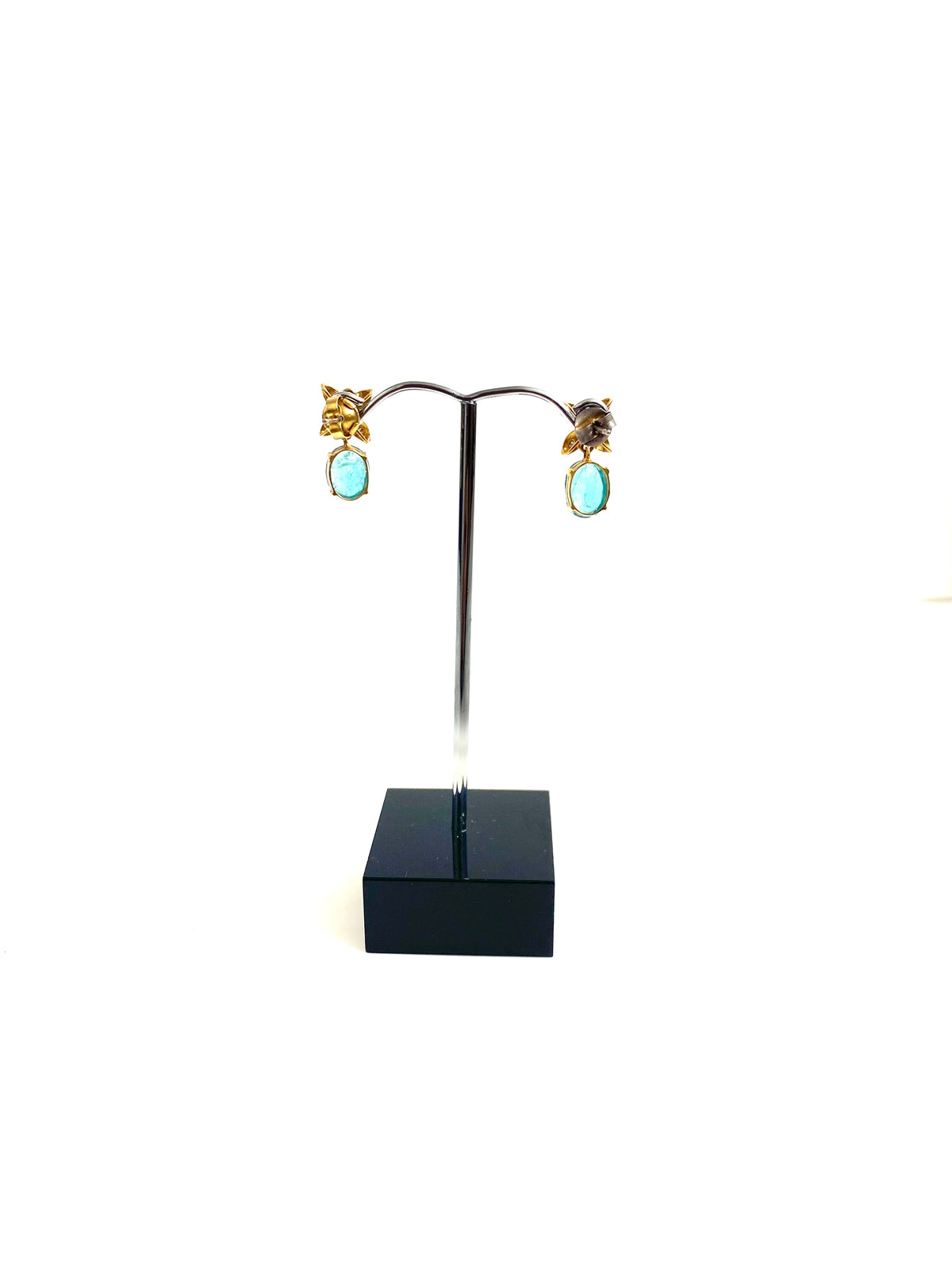 18ct Yellow Gold Zircon and Diamond Stud Drop Earrings