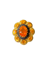Mexican Fire Opal and Diamond in Sterling Silver Gold Plate
