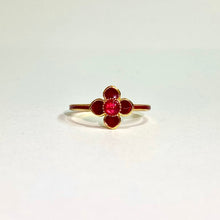 Sterling Silver Gold Plate Enamel Flower Ring