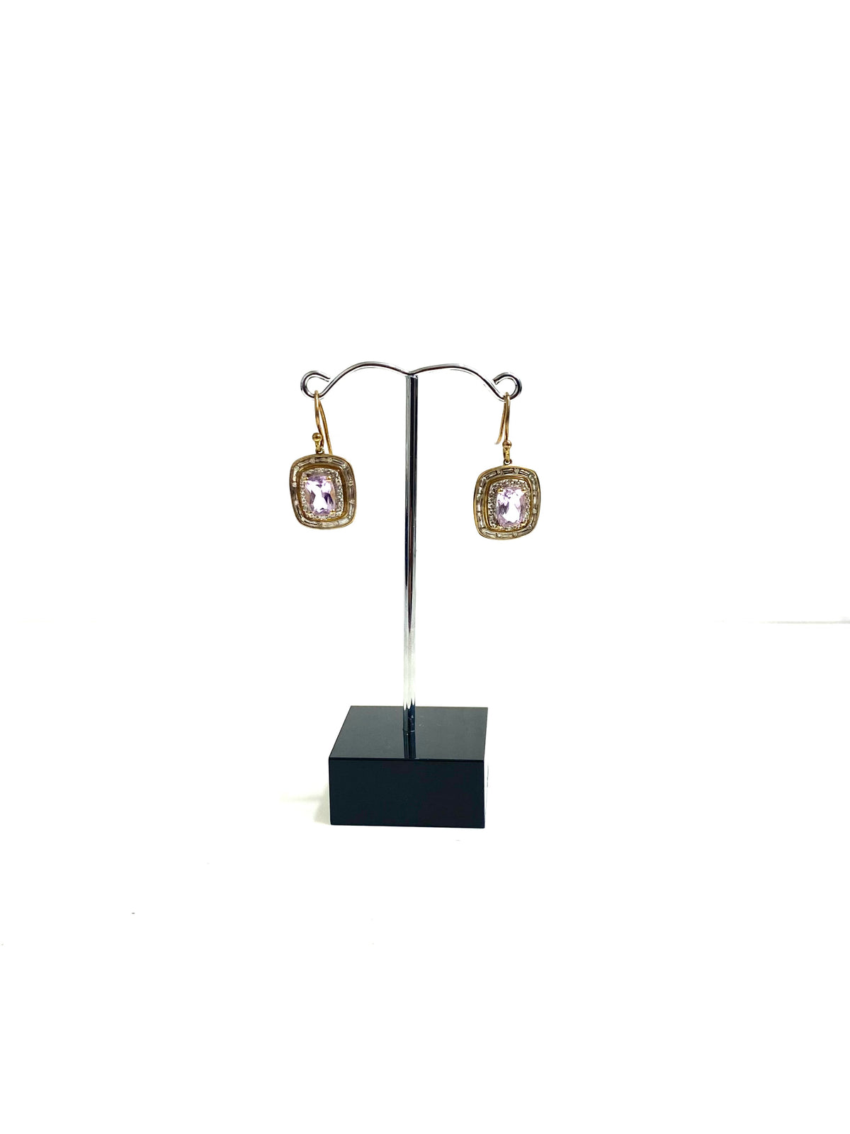 18ct Yellow Gold Amethyst and Diamond Drop Earrings