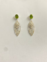 Sterling Silver Peridot and CZ Stud Drop Earring