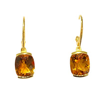 Sterling Silver Gold Plate Citrine Drop Earrings - 12 mm