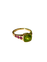Peridot and Ruby Ring in 9ct Gold