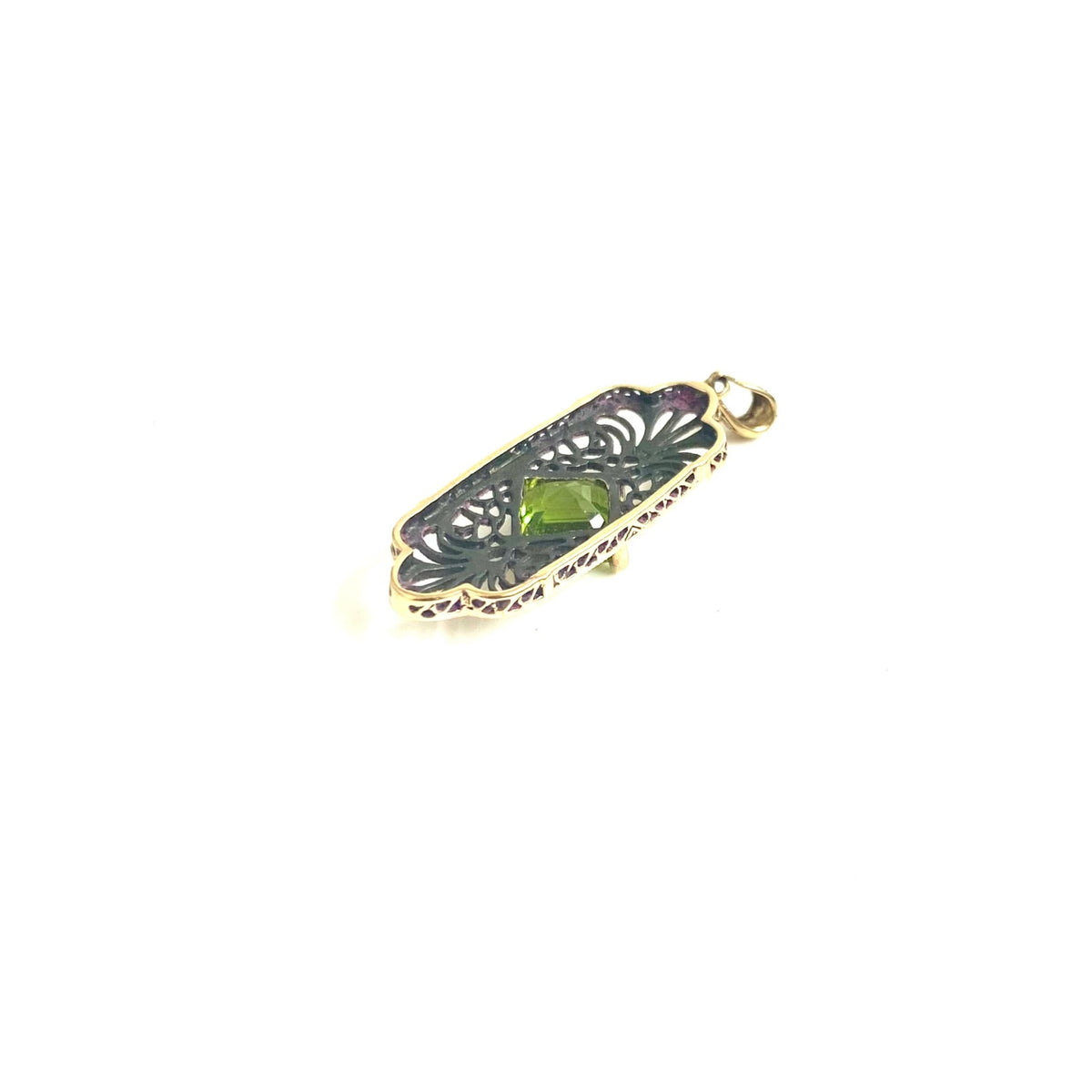 9ct Yellow Gold Peridot Filigree Pendant