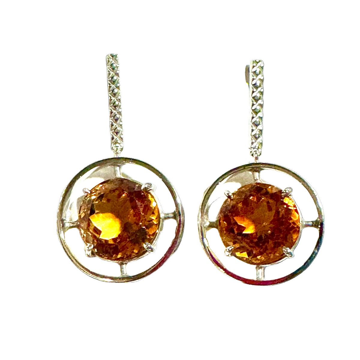 9ct White Gold Citrine Earrings