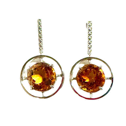 9ct White Gold Citrine Earrings