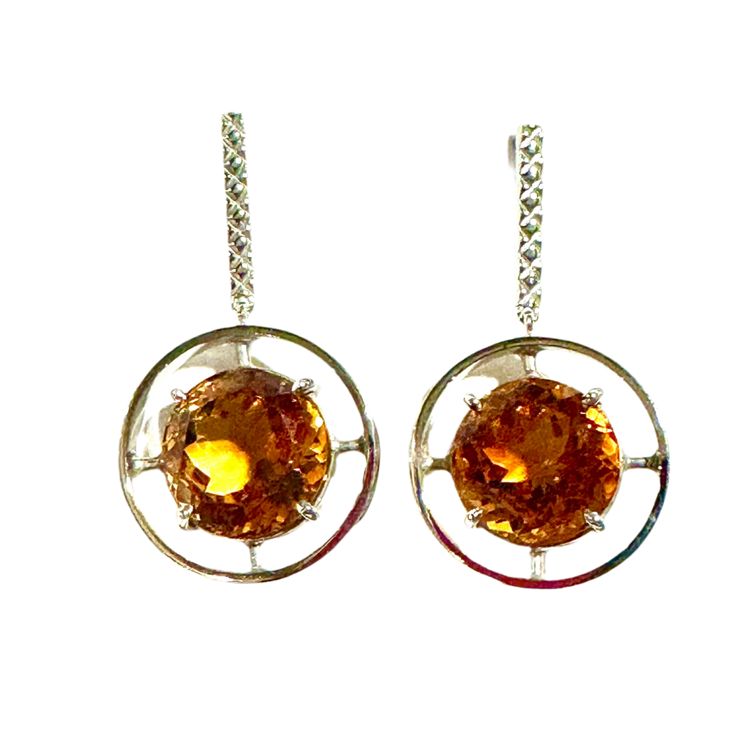 9ct White Gold Citrine Earrings