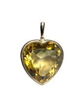 9ct Gold Yellow Topaz Faceted Heart Pendant