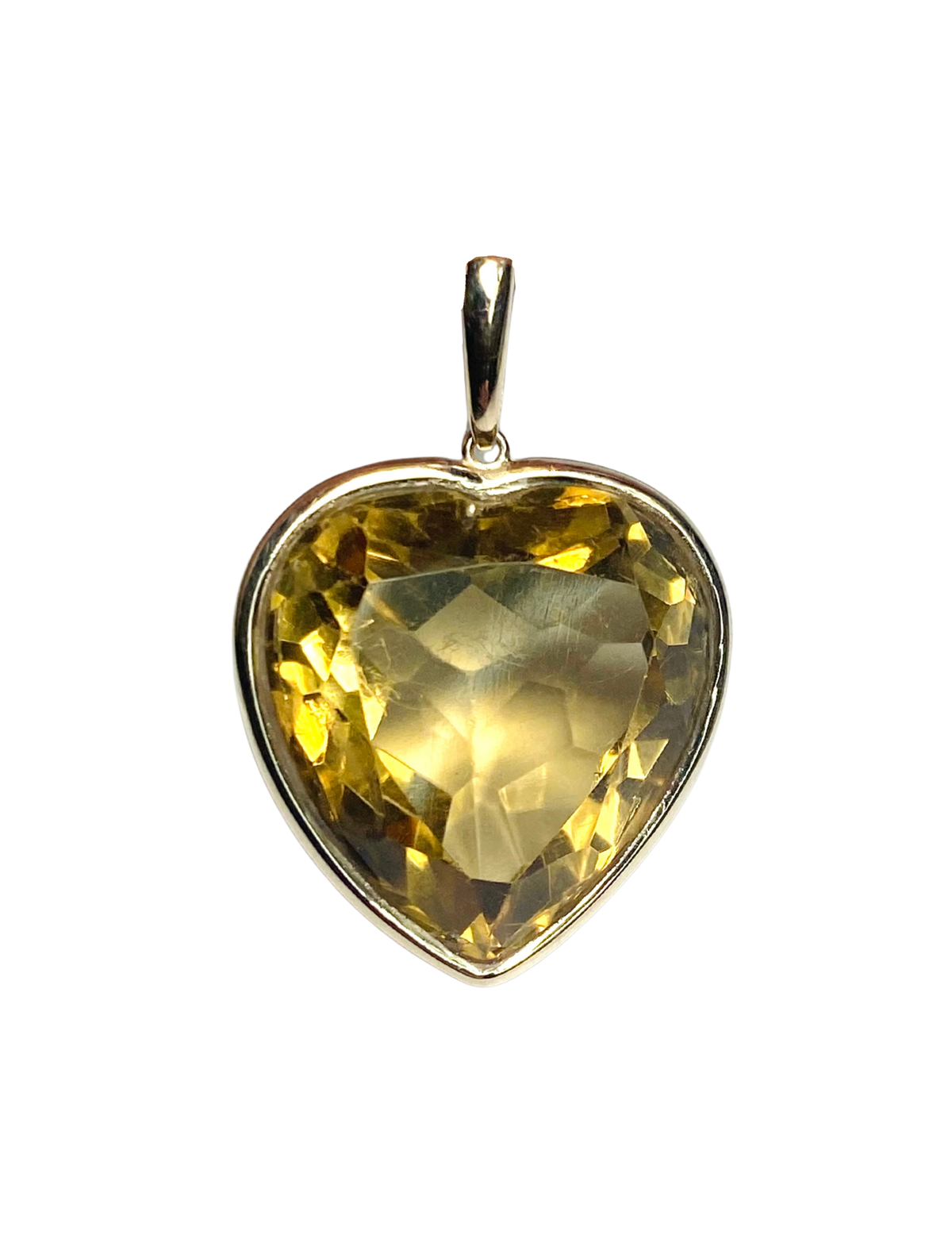 9ct Gold Yellow Topaz Faceted Heart Pendant