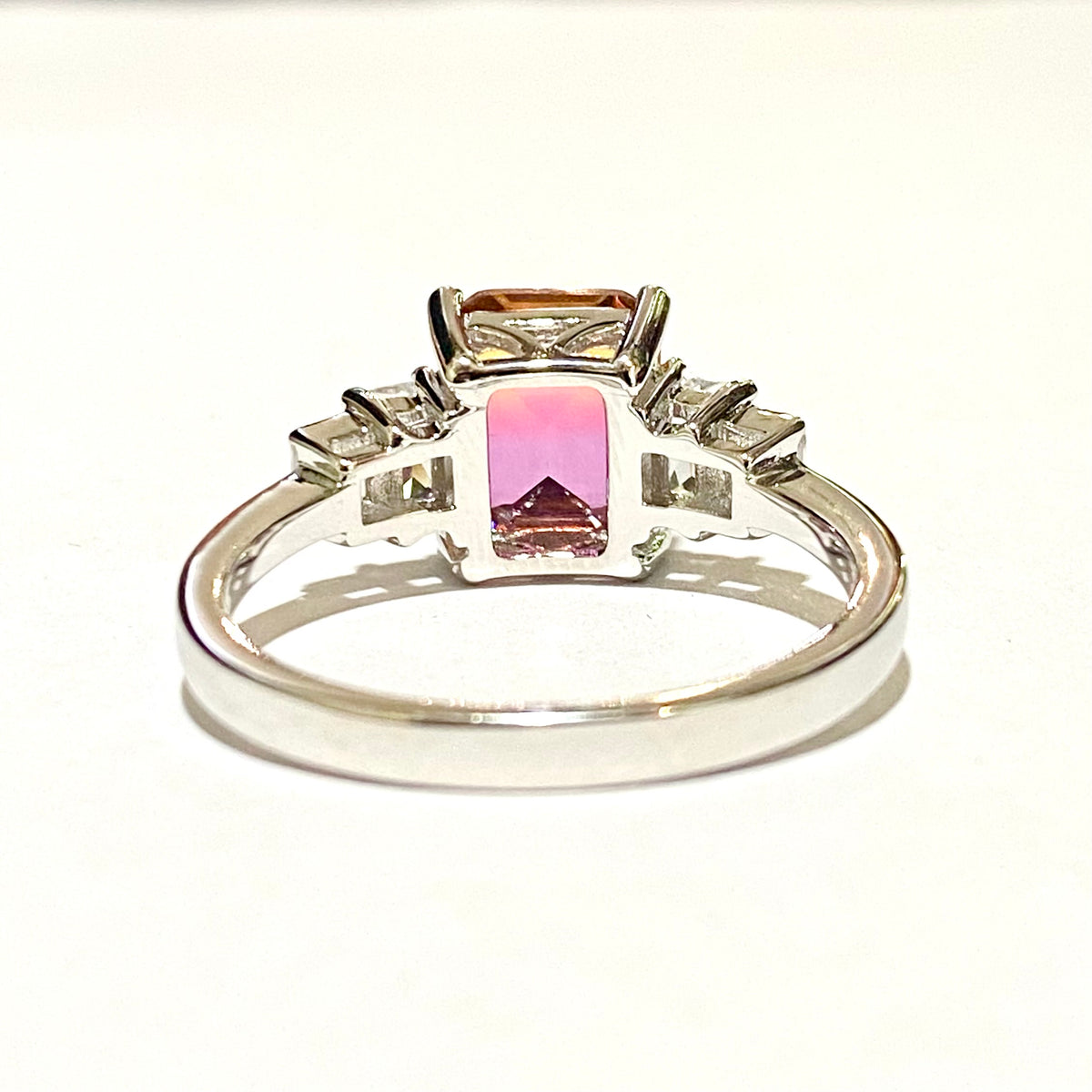 Sterling Silver Orange Bicolour Sunset CZ Ring