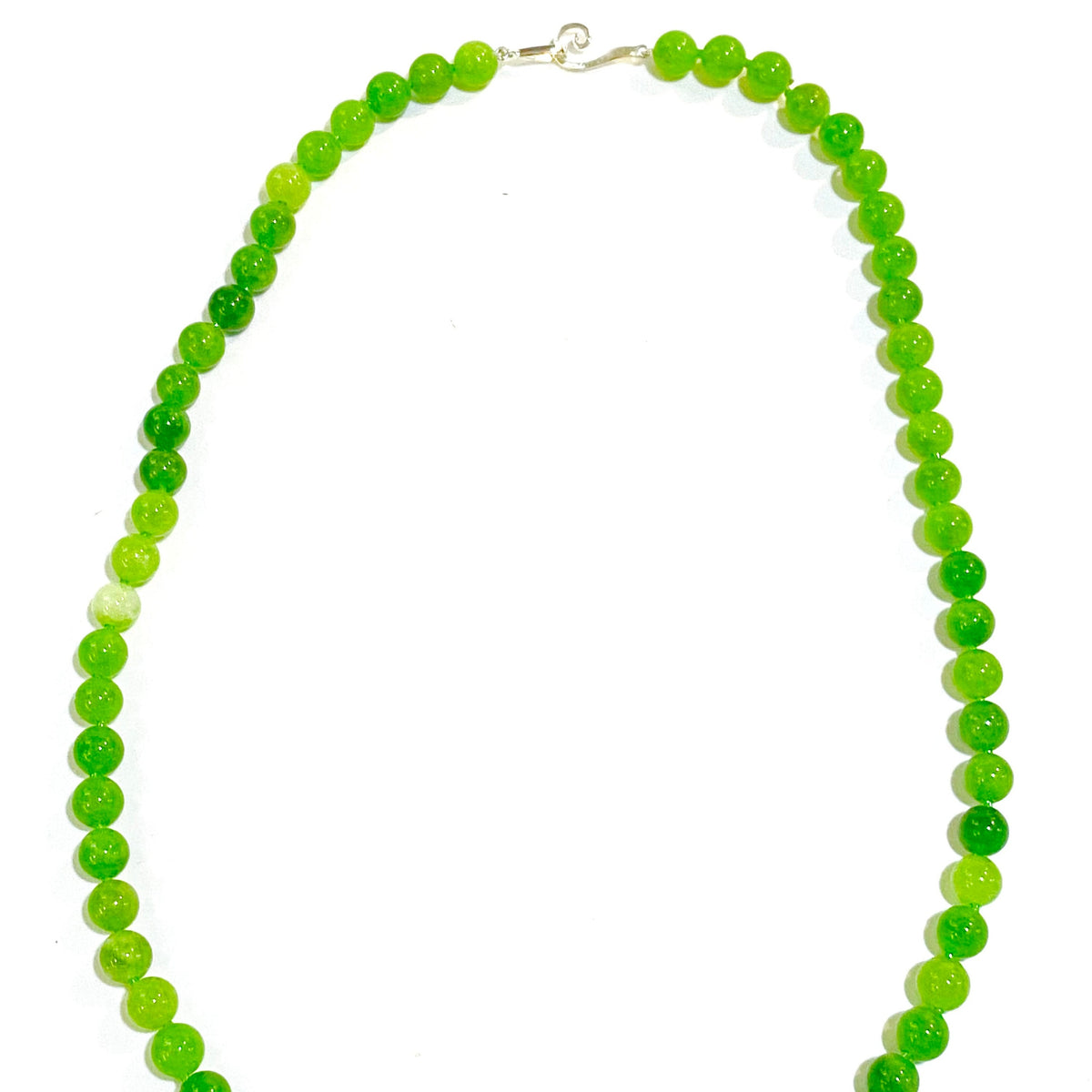 Green Agate Necklace with Silver Clasp