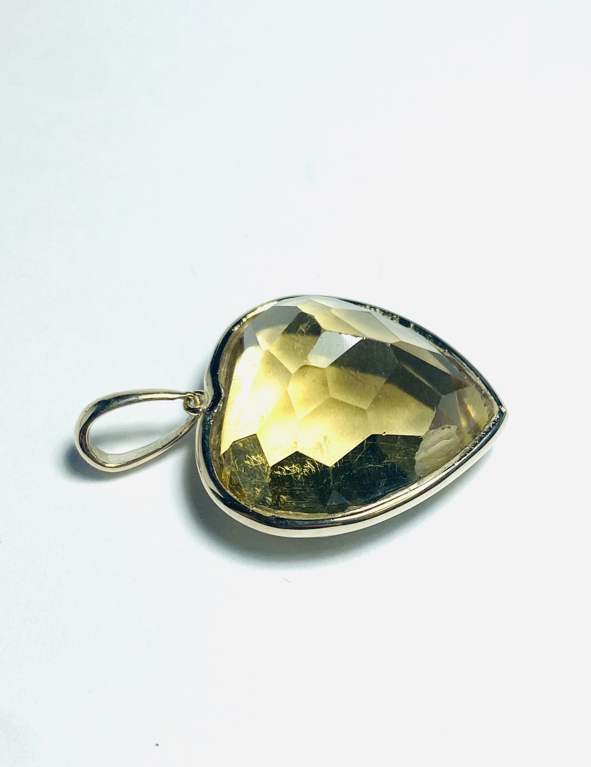 9ct Gold Yellow Topaz Faceted Heart Pendant