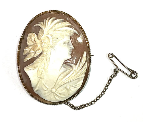 9ct Gold Goddess Demeter Cameo Brooch