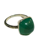 Sterling Silver Square Bullet Shaped Green Onyx Ring