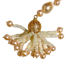Solid Opal and Freshwater Pearl Lariat Necklace