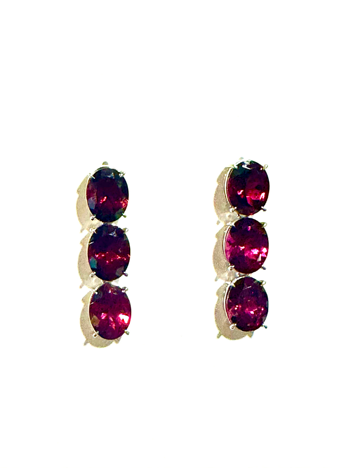 9ct White Gold Garnet Earrings