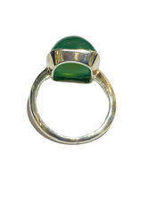 Sterling Silver Square Bullet Shaped Green Onyx Ring