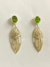 Sterling Silver Peridot and CZ Stud Drop Earring
